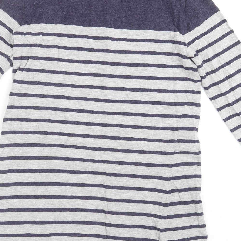 Papaya Womens Grey Striped  Basic T-Shirt Size 8
