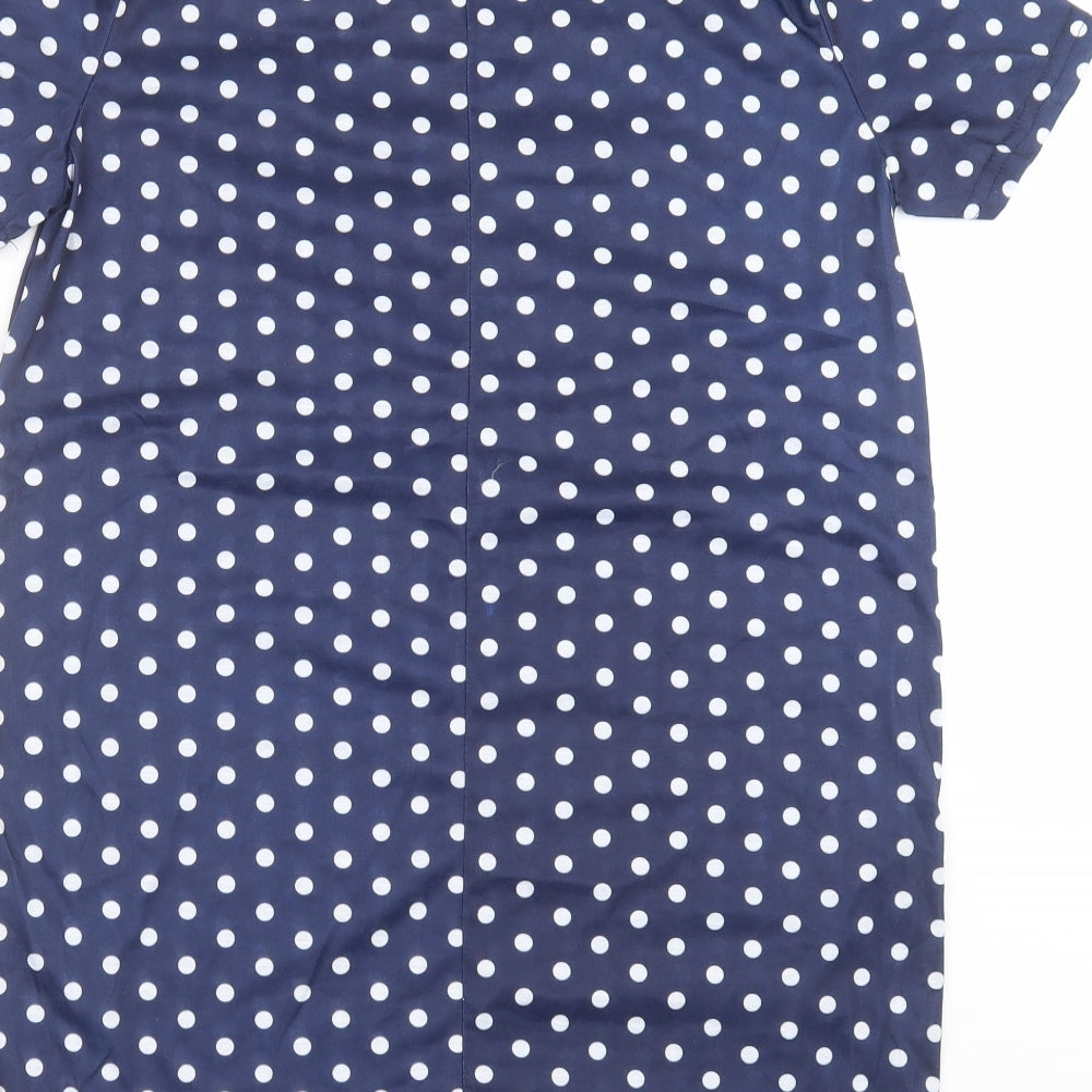 Preworn Womens Blue Polka Dot  T-Shirt Dress  Size S