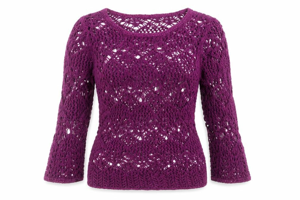 Coldwater Creek Womens Purple Geometric Knit Pullover Jumper Size 8