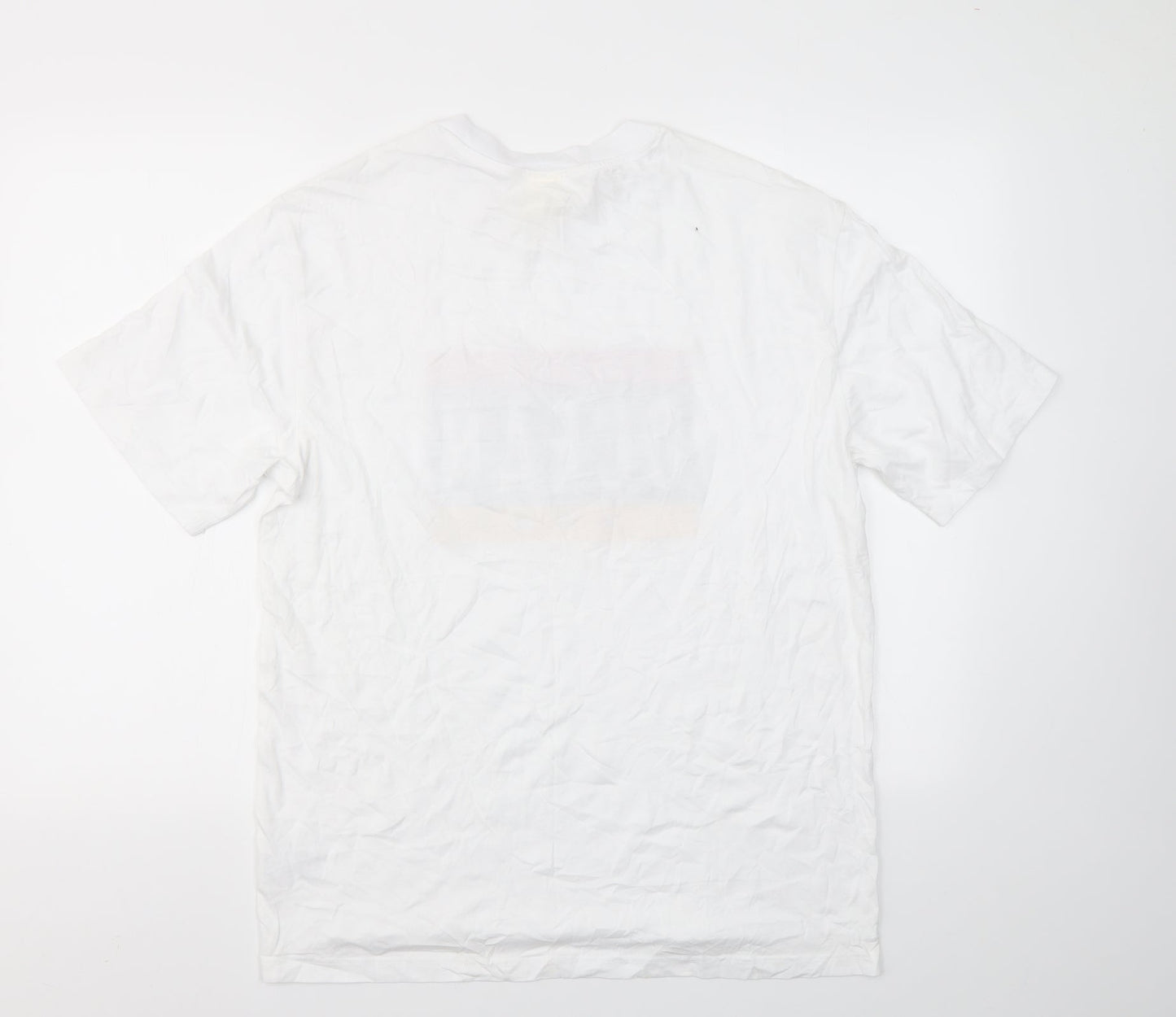 H&M  Mens White Geometric   T-Shirt Size M