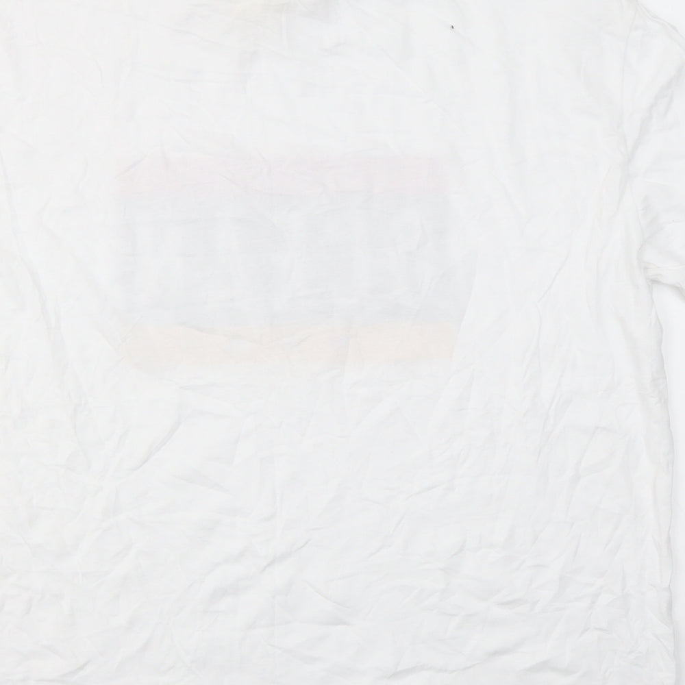 H&M  Mens White Geometric   T-Shirt Size M