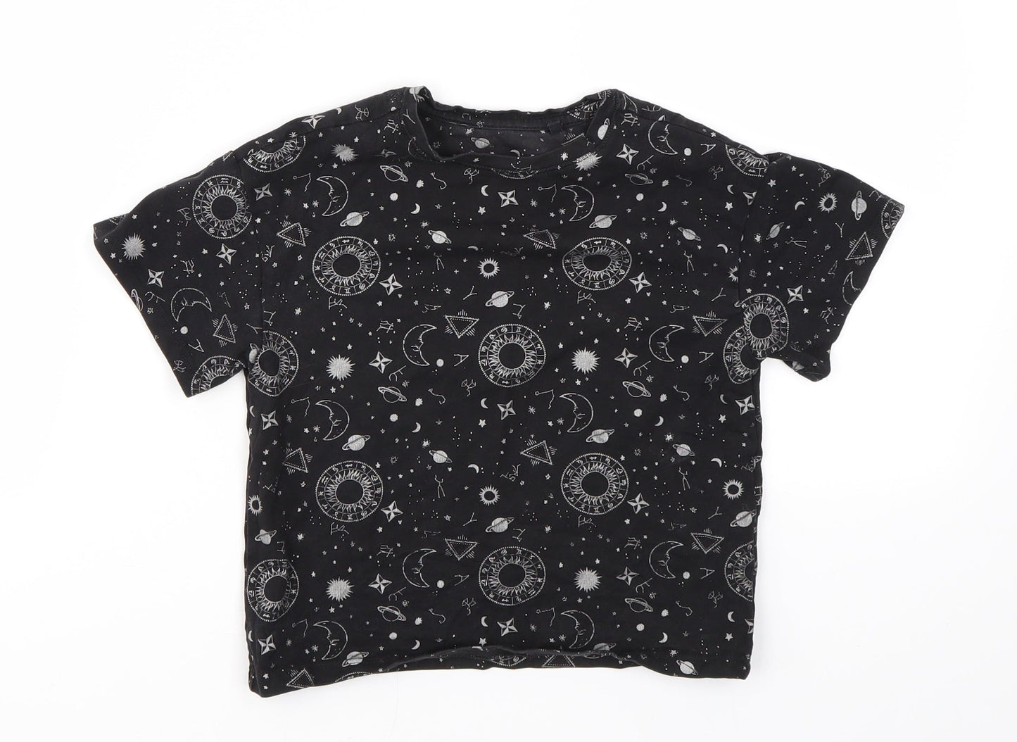 NEXT Girls Black Argyle/Diamond  Basic T-Shirt Size 3 Years