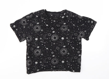 Preloved NEXT Girls Black Argyle/Diamond  Basic T-Shirt Size 3 Years - Front