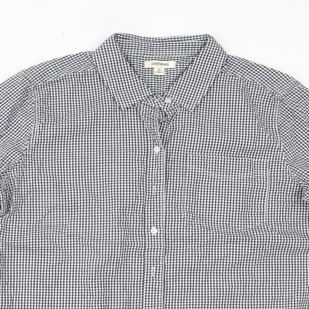 Goodthreads Mens Black Plaid   Button-Up Size M