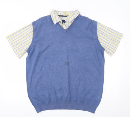 Lincoln Mens Blue    Button-Up Size L