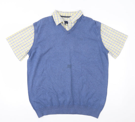 Lincoln Mens Blue    Button-Up Size L