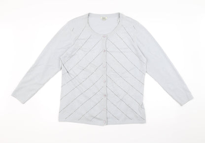 Text Womens Grey   Cardigan Jumper Size L