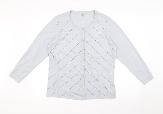 Text Womens Grey   Cardigan Jumper Size L
