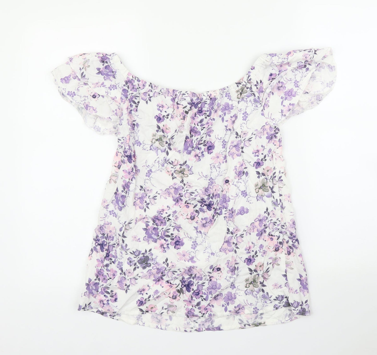 Beloved Womens Purple Floral  Basic Blouse Size 10