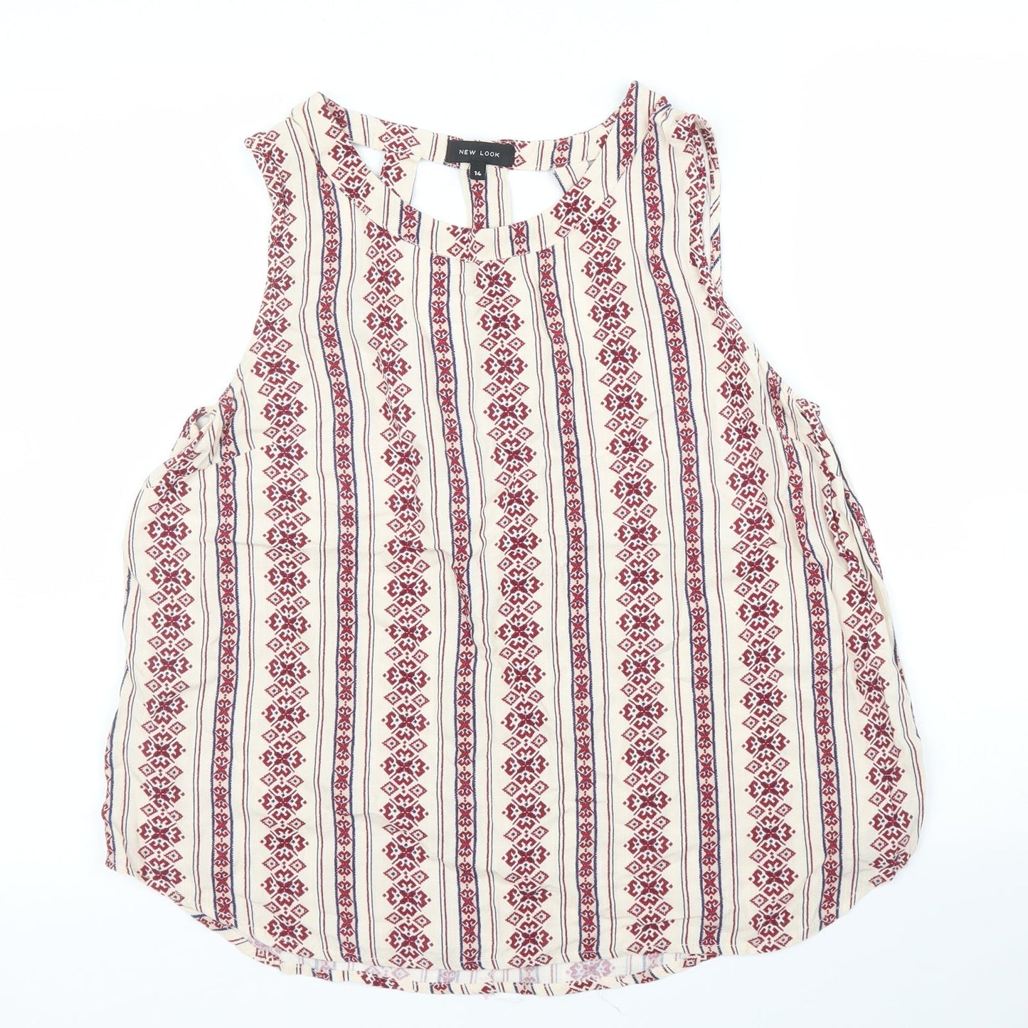 New Look Womens Beige Striped  Basic Blouse Size 14