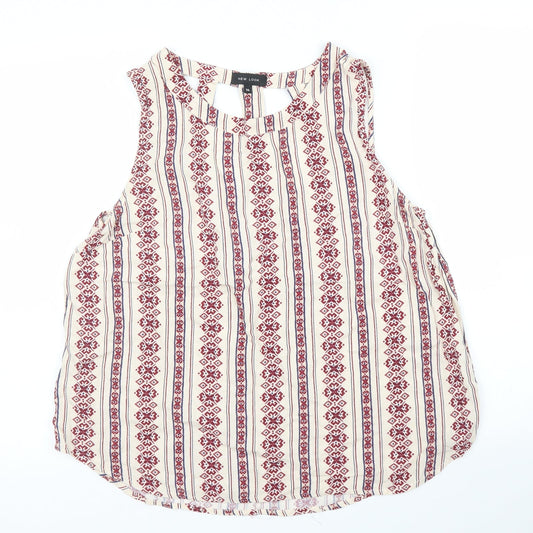New Look Womens Beige Striped  Basic Blouse Size 14