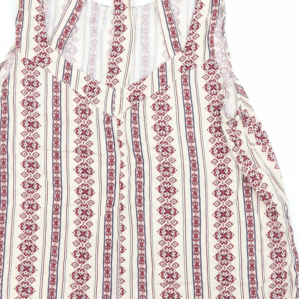 New Look Womens Beige Striped  Basic Blouse Size 14