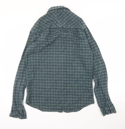 Preloved Isolid Mens Green Check   Button-Up Size M - Back
