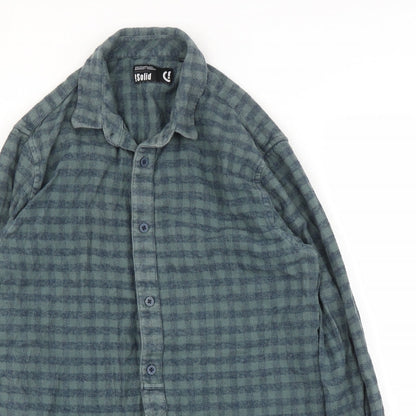 Preloved Isolid Mens Green Check   Button-Up Size M - Detail