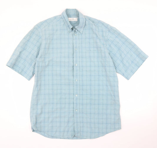 M&S Mens Green Check   Button-Up Size M