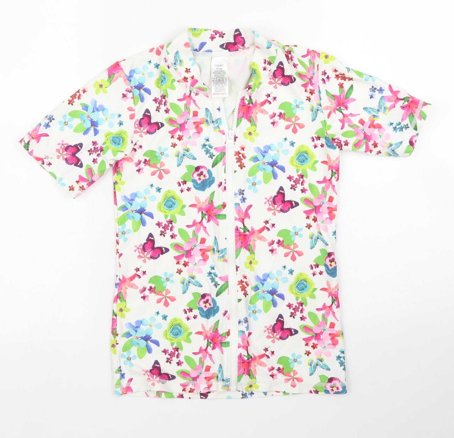 NEXT Girls White Floral  Basic T-Shirt Size 11 Years