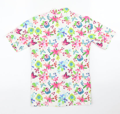 Preloved NEXT Girls White Floral  Basic T-Shirt Size 11 Years - Back