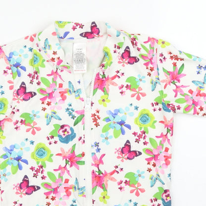 Preloved NEXT Girls White Floral  Basic T-Shirt Size 11 Years - Detail