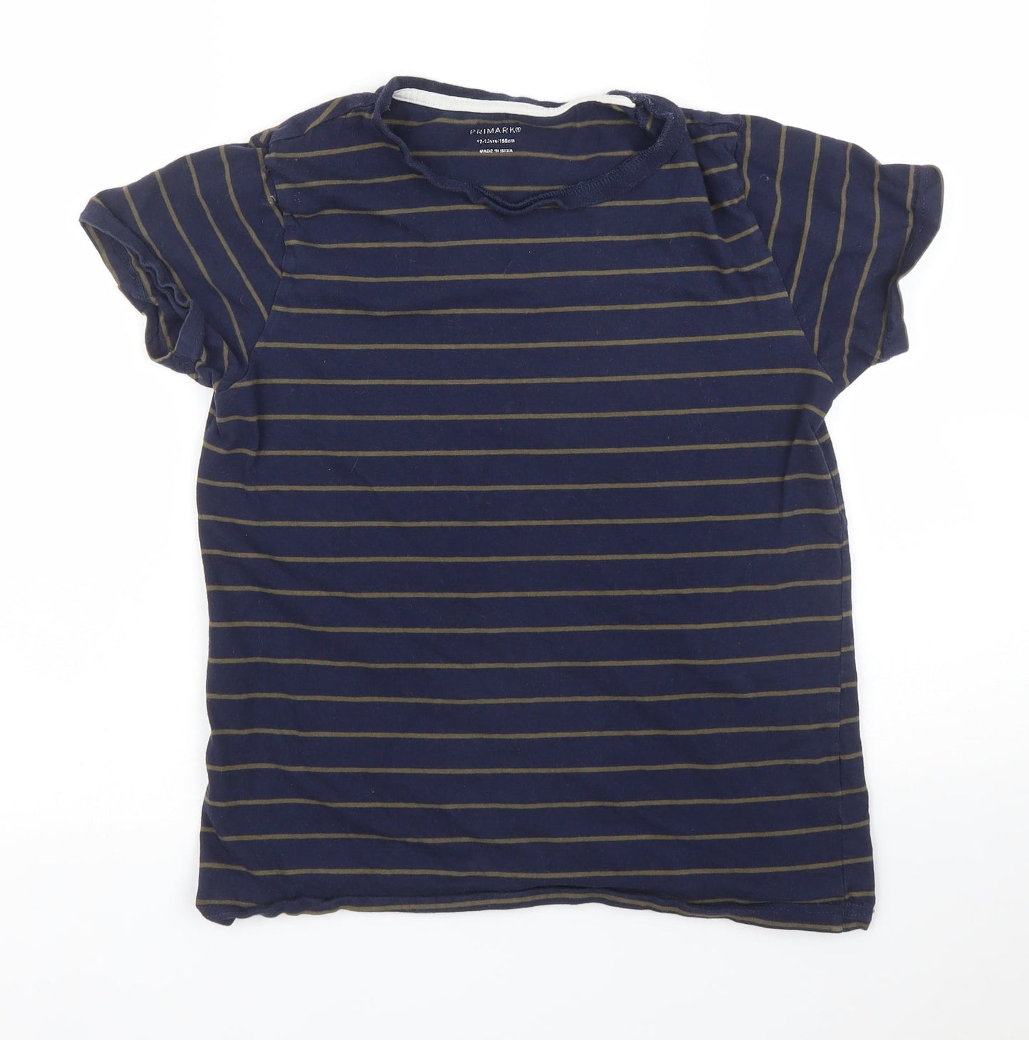 Primark Boys Blue Striped  Basic T-Shirt Size 12 Years