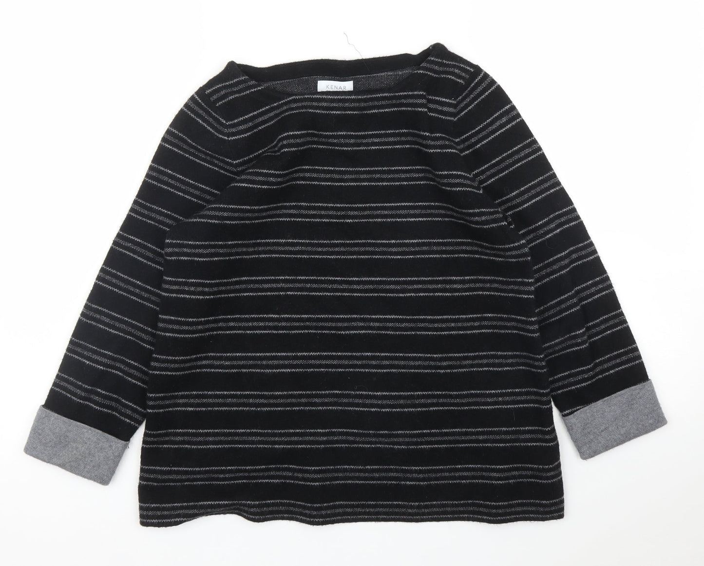 Kenar Womens Black Striped  Pullover Jumper Size M