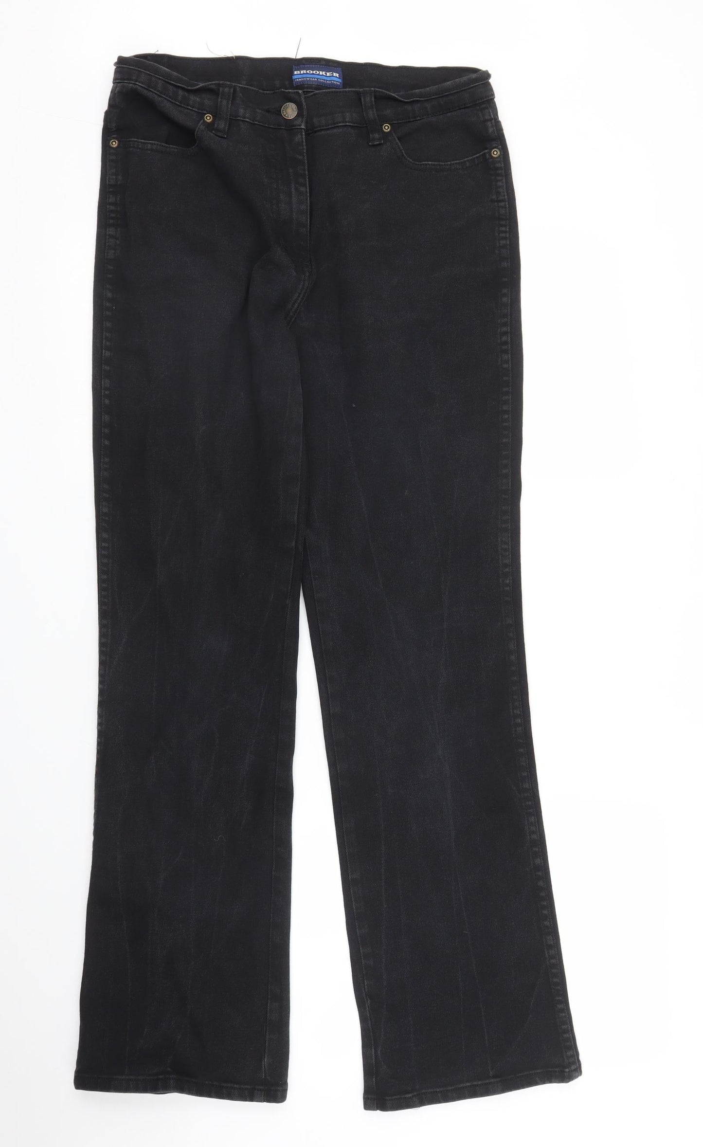 Brooks Mens Black  Denim Bootcut Jeans Size 16 L30 in