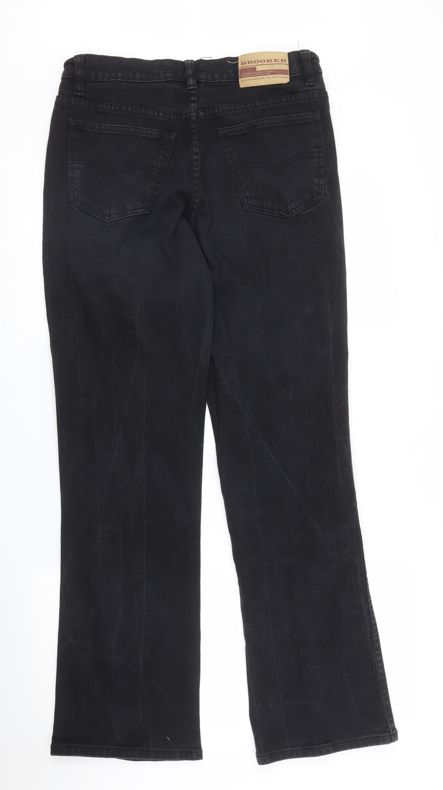 Brooks Mens Black  Denim Bootcut Jeans Size 16 L30 in