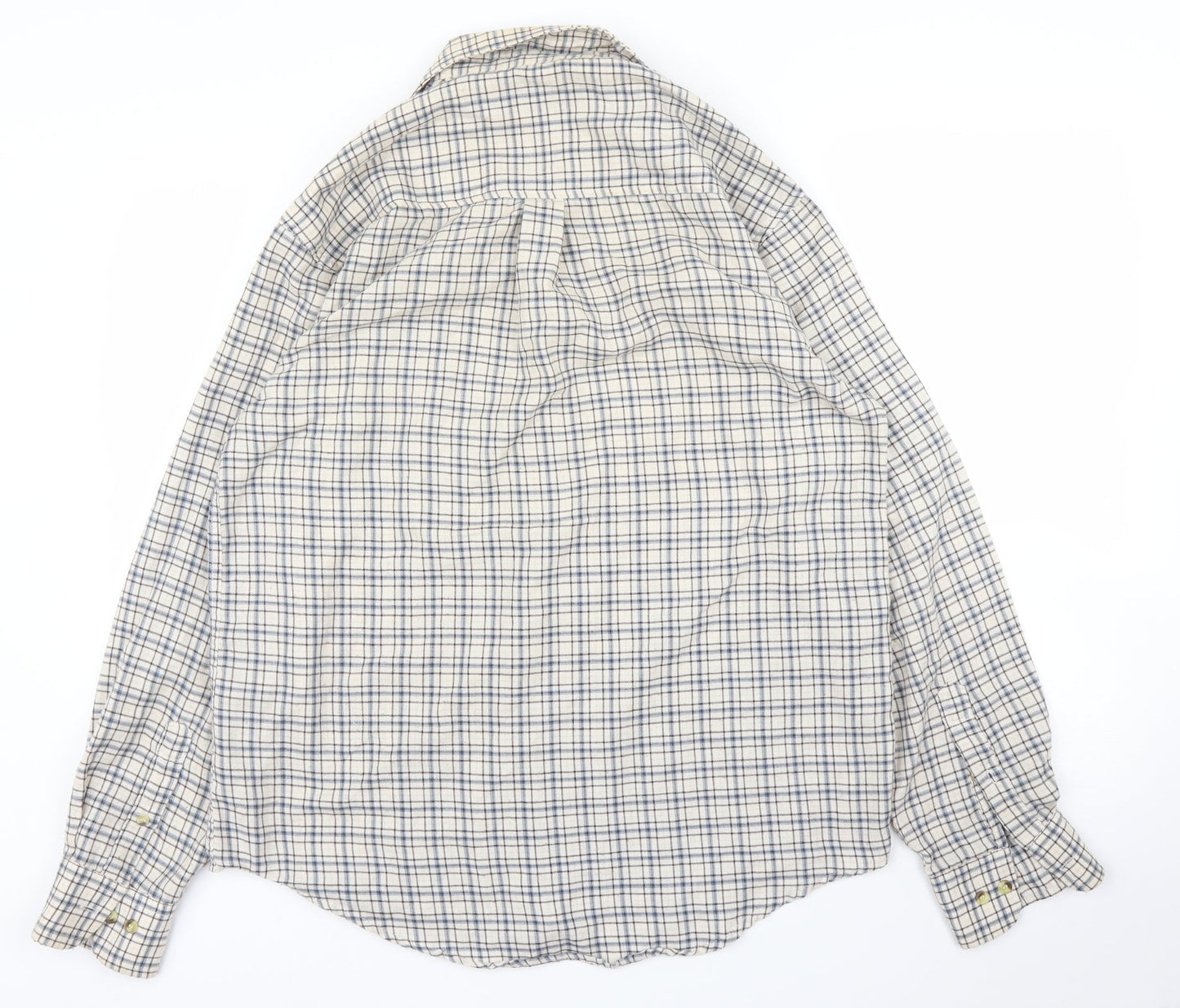 County Mens Beige Plaid   Button-Up Size M