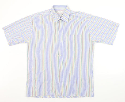 Marks and Spencer Mens Blue Striped   Button-Up Size 16