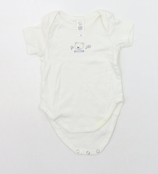 BABY CLUB  Baby White   Babygrow One-Piece Size 3-6 Months