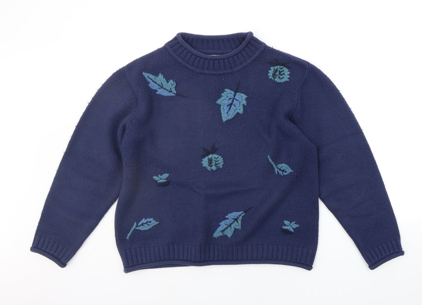 natural territory Womens Blue Floral  Pullover Jumper Size M