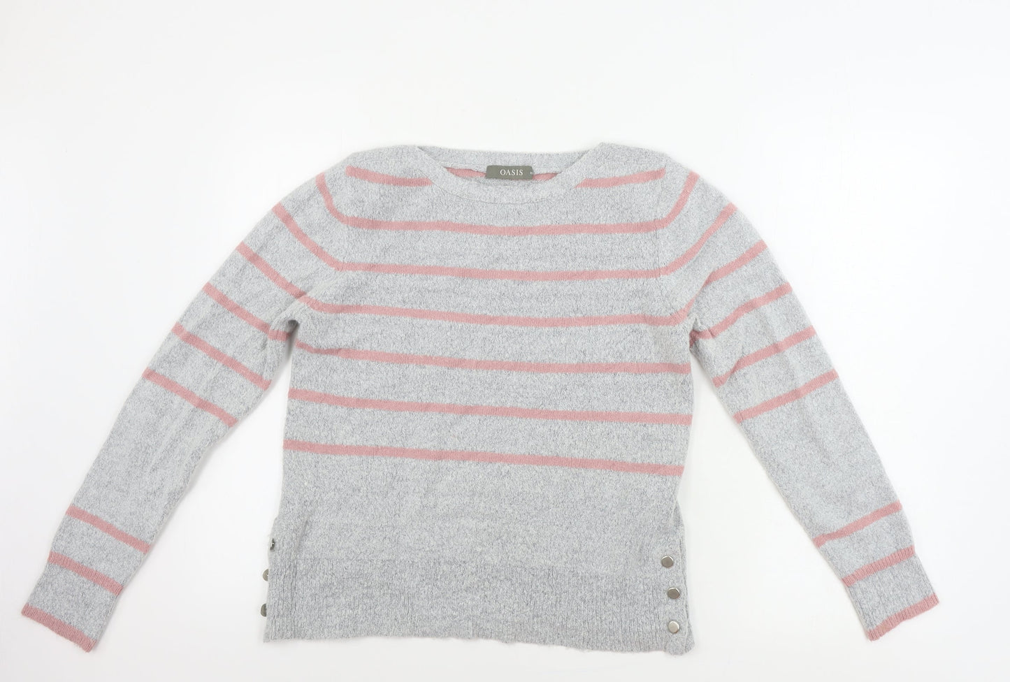 Oasis  Womens Grey Striped  Pullover Jumper Size M