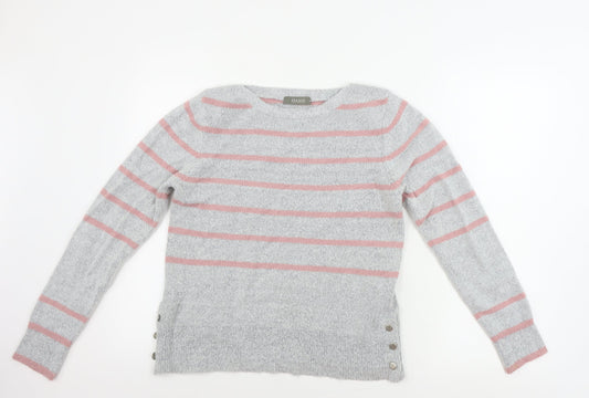 Oasis  Womens Grey Striped  Pullover Jumper Size M