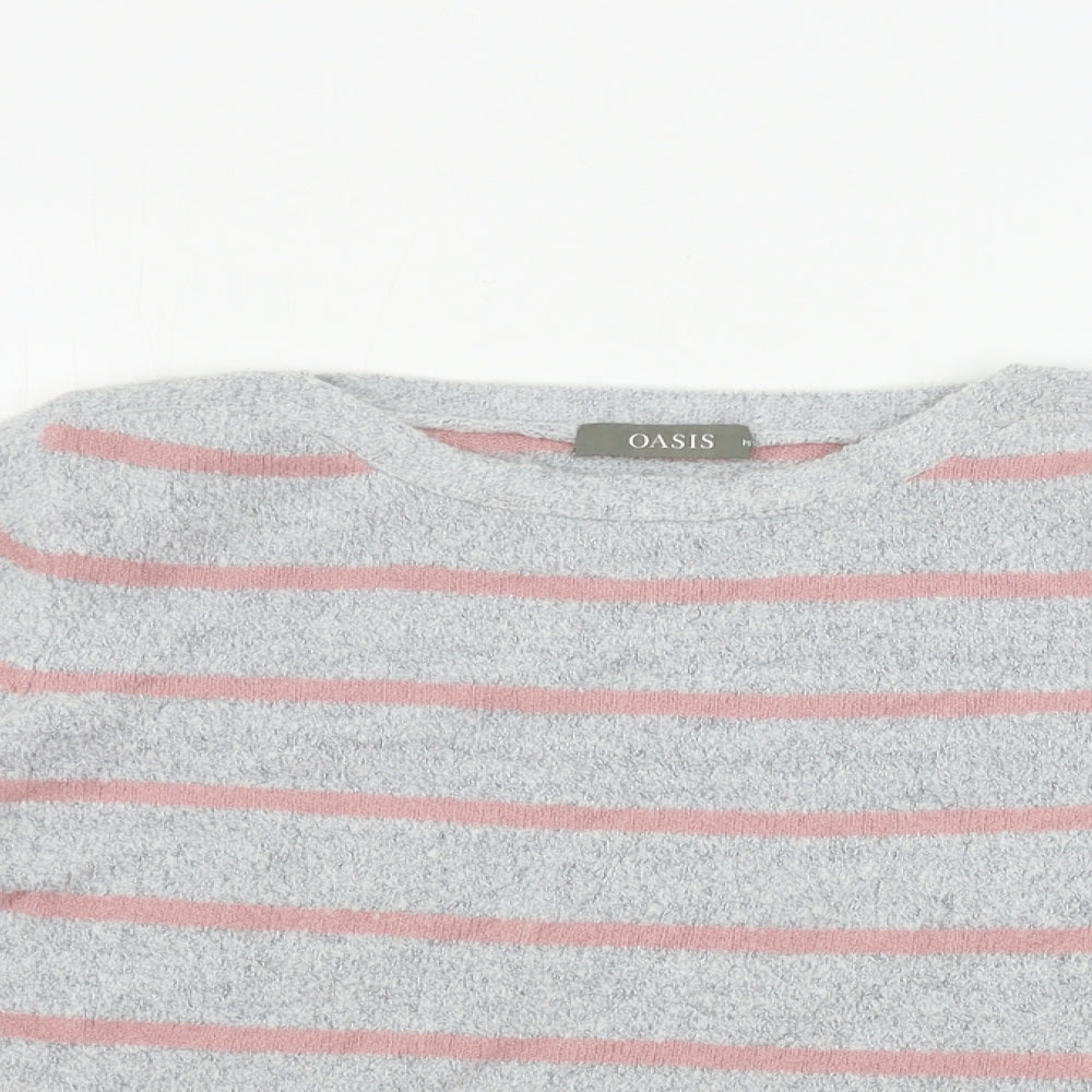 Oasis  Womens Grey Striped  Pullover Jumper Size M