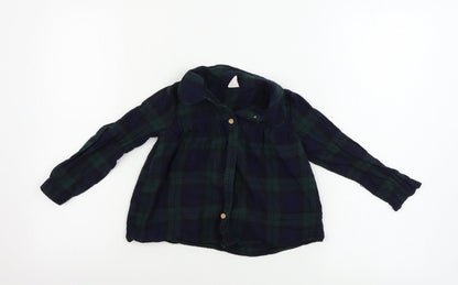 Preloved H&M  Girls Green Check  Basic Button-Up Size 3-4 Years - Front