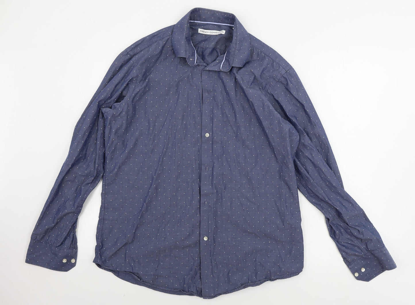 French Connection  Mens Blue    Button-Up Size 16