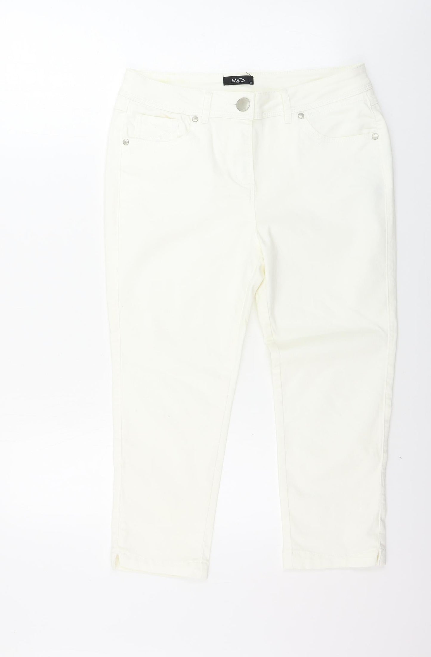 M&Co Womens Ivory   Trousers  Size 12 L20 in