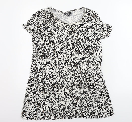 Peacocks  Womens White Animal Print  Basic T-Shirt Size 12