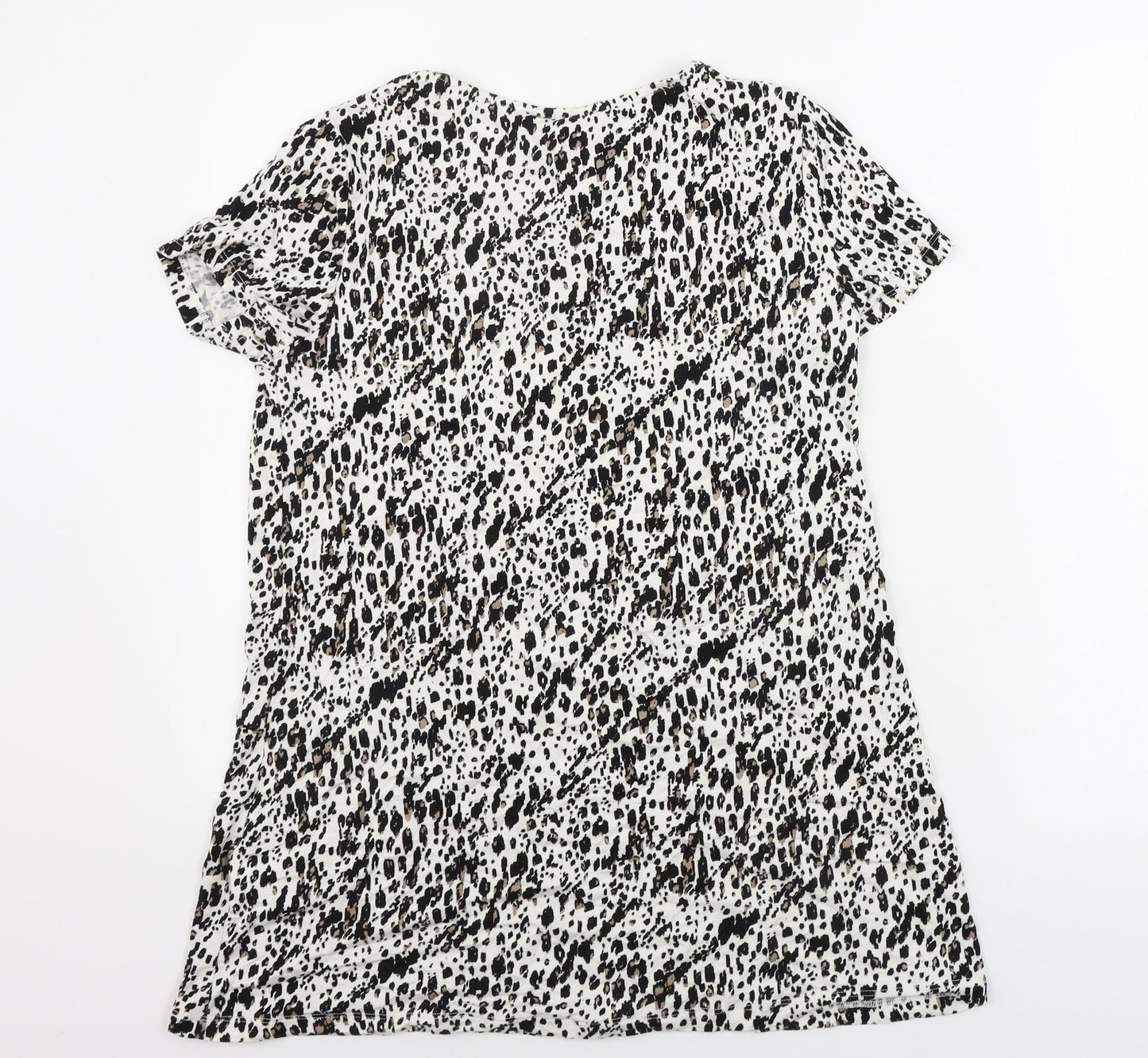 Peacocks  Womens White Animal Print  Basic T-Shirt Size 12