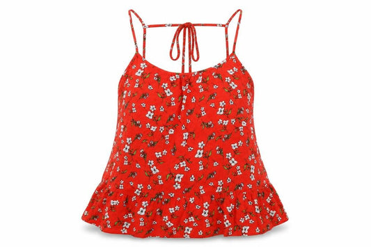 F&F  Womens Red Floral  Basic Blouse Size 10