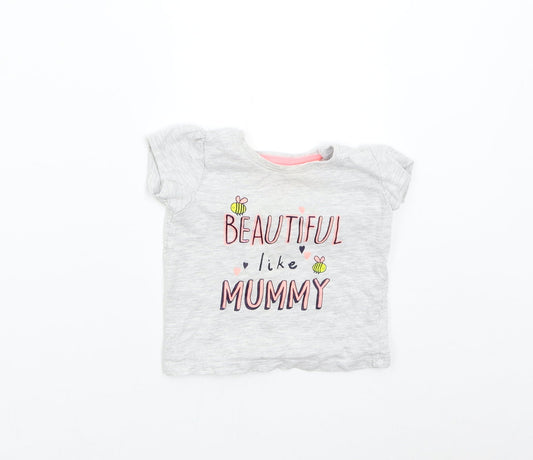 Primark Baby Grey   Basic T-Shirt Size 9-12 Months  - Beautiful Like Mummy