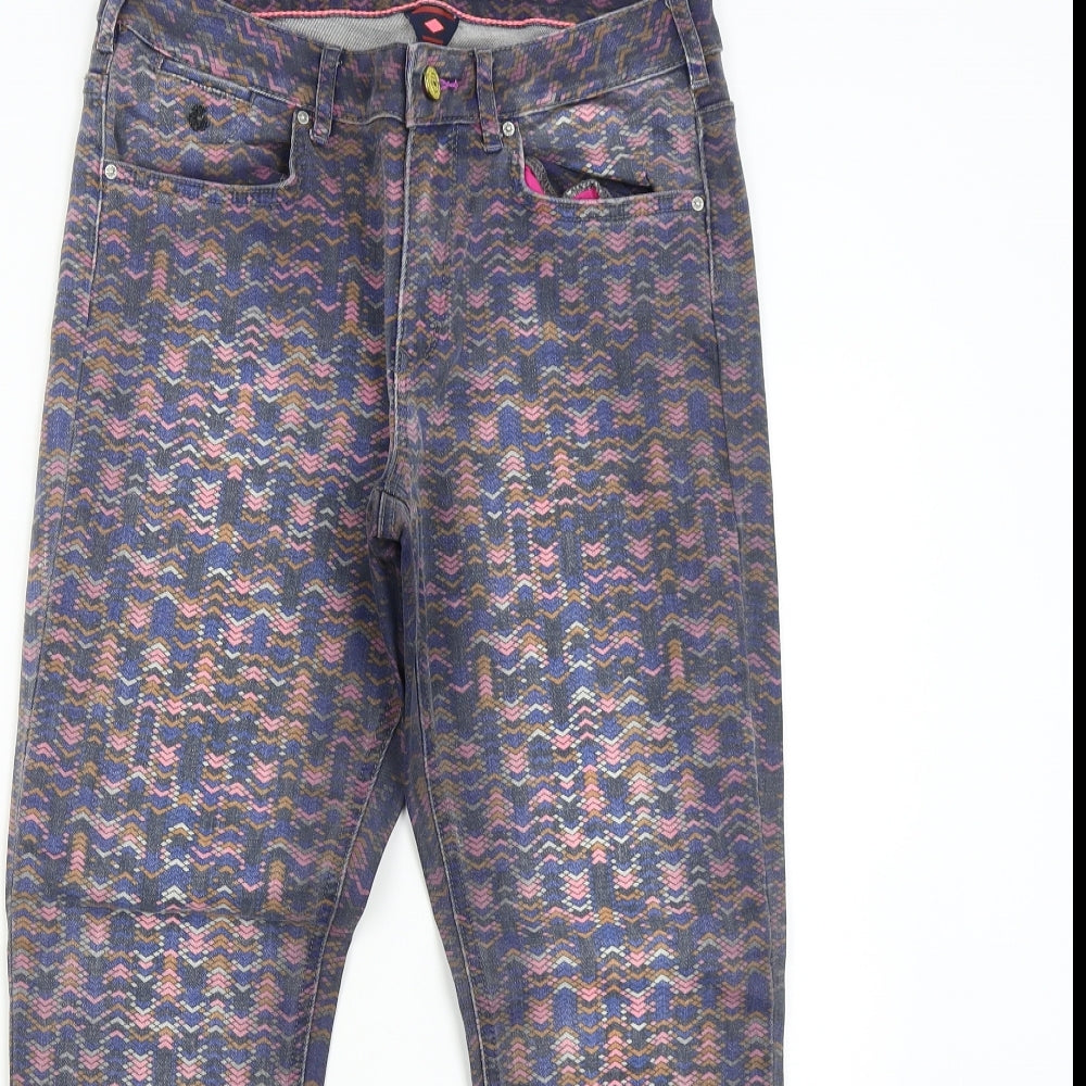 Maison Scotch Womens Multicoloured Geometric Denim Skinny Jeans Size 31 L27 in