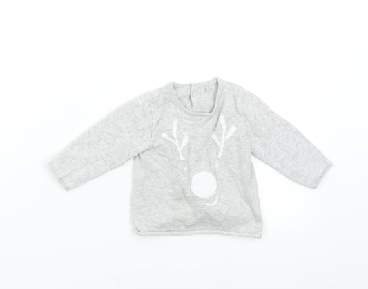 Mothercare Baby Grey  Knit Pullover Jumper Size 3-6 Months  - Reindeer