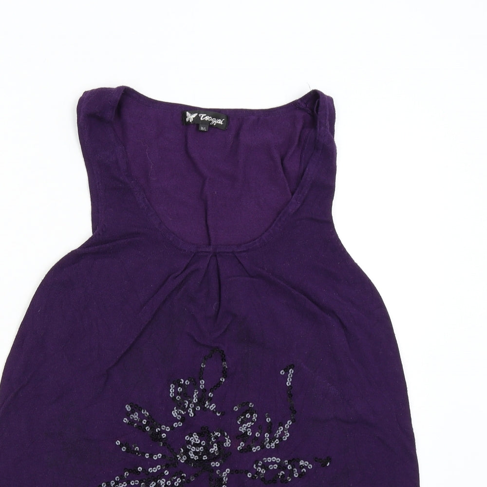 Tsega Womens Purple  Knit Tunic Tank Size M