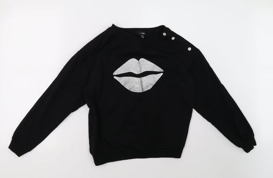 poor moi Womens Black   Pullover Sweatshirt Size 10
