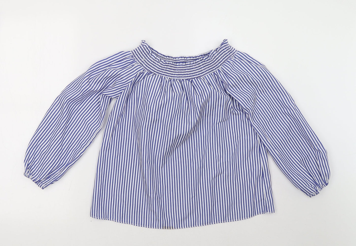 Select Womens Blue Striped  Basic Blouse Size 8