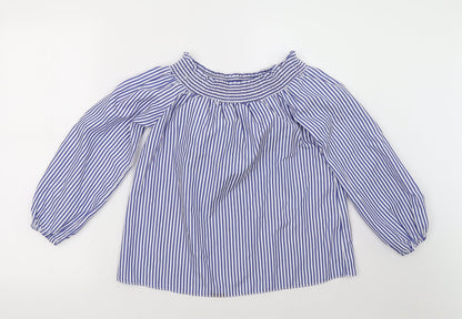 Select Womens Blue Striped  Basic Blouse Size 8