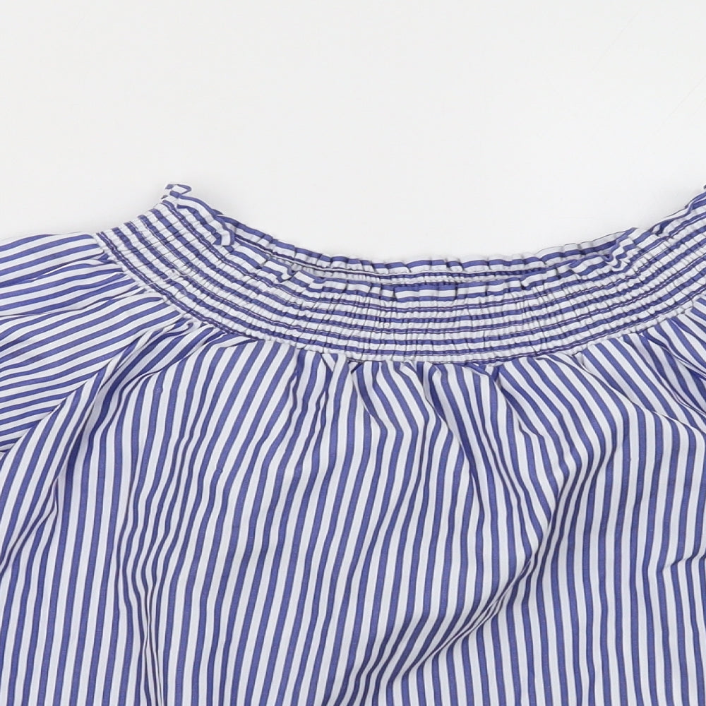 Select Womens Blue Striped  Basic Blouse Size 8