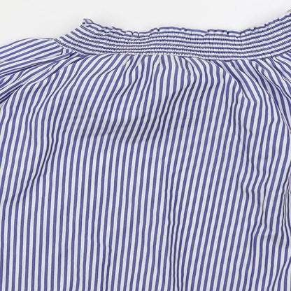 Select Womens Blue Striped  Basic Blouse Size 8