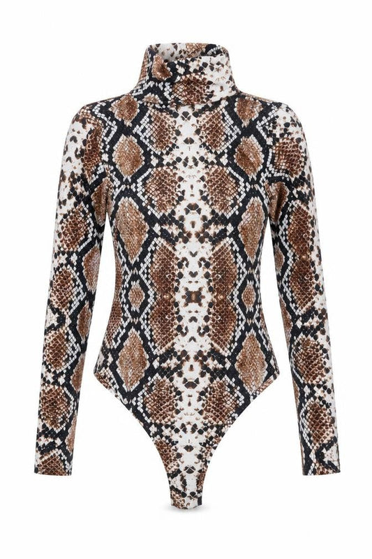 PRETTYLITTLETHING Womens Brown Animal Print  Bodysuit One-Piece Size 6