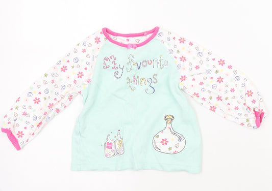 Mothercare Girls White Floral  Basic T-Shirt Size 2 Years